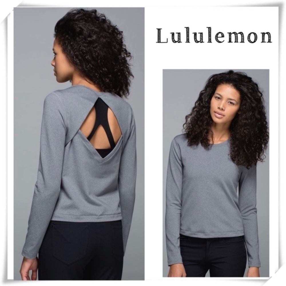 LULULEMON Back Up Diamond Cut Out Back Long Sleeve in Heathered Slate Gray